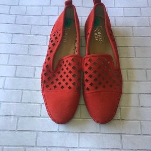 Franco Sarto Diamond Red Cut Out Loafers